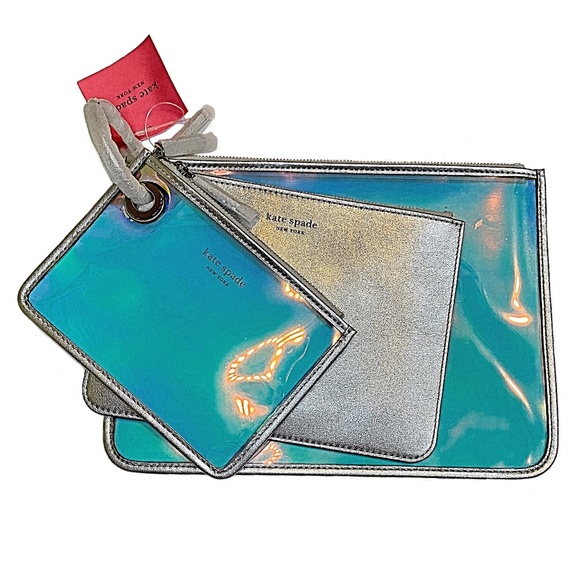 NWT Kate Spade Sam Iridescent Pouch Trio - Picture 4 of 13